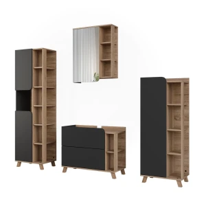 Set di mobili da bagno Karen Antracite/Sonoma 4 parti Vicco