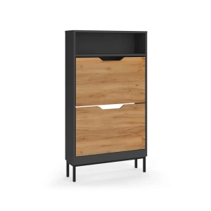 Shoe tipper Luca Anthracite/Goldkraft oak 59 x 105.5 cm with 2 tilting compartments Vicco