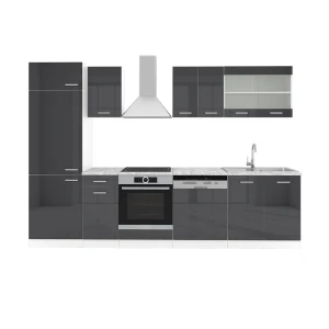 Keittokomero R-Line Antrasiitti korkeakiilto/valkoinen 300 cm ilman työtasoa Vicco