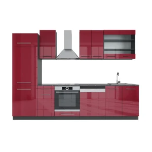 Kitchenette Fame-Line Bordeaux alto brilho/antracite 300 cm sem bancada Vicco