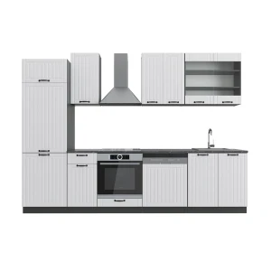 Kitchenette Fame-Line Casa de campo branca/antracite 300 cm sem bancada Vicco