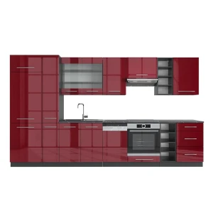 Complete keukeneenheid Fame-Line Bordeaux hoogglans/antraciet 355 cm zonder werkblad Vicco