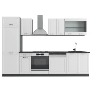 Küchenzeile R-Line Weiß Landhaus/Anthrazit 300 cm ohne Arbeitsplatte Vicco
