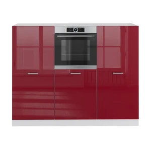Konyhablokk R-Line Magas fényű piros/fehér 180 cm munkalap nélkül Vicco