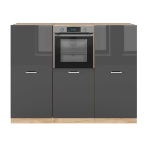 Cucine componibili piccole R-Line Antracite lucido/oro power oak 180 cm senza piano di lavoro Vicco