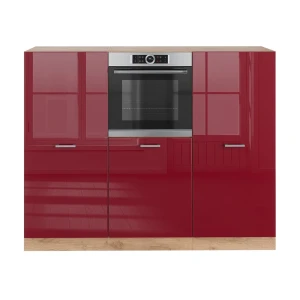 Cucine componibili piccole R-Line Rosso lucido/rovere dorato 180 cm senza piano di lavoro Vicco