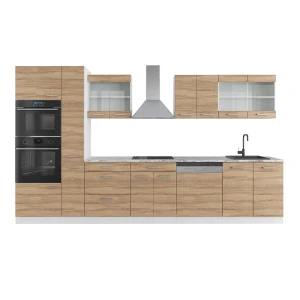 Konyhabútor R-Line Sonoma/Fehér 350 cm magas szekrénnyel, munkalappal Vicco