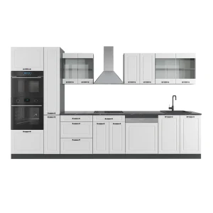 Kitchenette R-Line Casa de campo branca/antracite 350 cm com armário alto, sem bancada Vicco