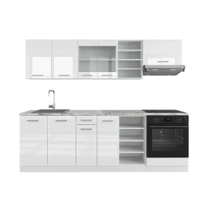 Konyhabútor R-Line Fehér magasfényű/fehér 240 cm munkalap nélkül Vicco