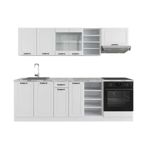 Cucina componibile R-Line Casa di campagna bianca/bianco 240 cm senza piano di lavoro Vicco