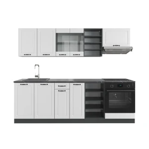 Kitchenette R-Line Casa de campo branca/antracite 240 cm sem bancada Vicco