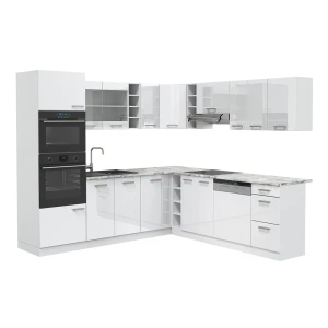Cozinha de canto R-Line Branco alto brilho/Branco 247 x 237 cm sem bancada Vicco