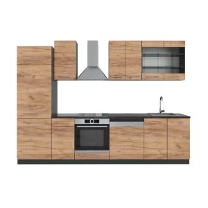 Kitchenette Fame-Line Carvalho Goldkraft/antracite 300 cm sem bancada Vicco