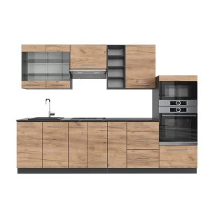 Kitchenette Fame-Line Carvalho Goldkraft/antracite 280 cm sem bancada Vicco