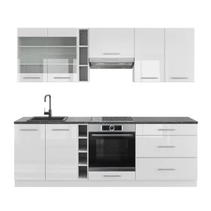 Konyha Fame-Line Fehér magasfényű/fehér 235 cm munkalap nélkül Vicco