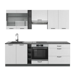 Kitchenette Fame-Line Casa de campo branca/antracite 235 cm sem bancada Vicco