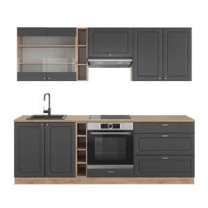 Kitchenette Fame-Line Casa de campo antracite/carvalho Goldkraft 235 cm sem bancada Vicco