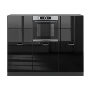 Bloc de cuisine R-Line Noir brillant/Anthracite 180cm sans PT Vicco