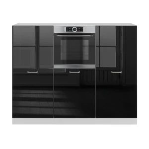 Bloco de cozinha R-Line Preto alto brilho/branco 180 cm sem bancada Vicco