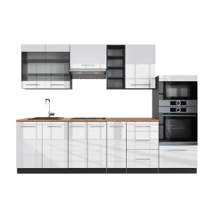 Kitchenette Fame-Line Branco alto brilho/antracite 280 cm , AP Carvalho Vicco