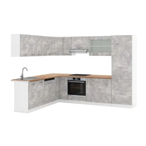 Cozinha de canto R-Line betão/Branco 287 x 227 cm, AP Carvalho Vicco