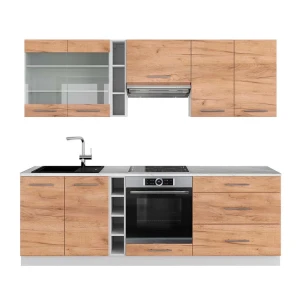 Kitchenette Fame-Line Carvalho Goldkraft/branco 235 cm , Mármore AP Vicco