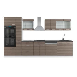 Moduł kuchenny R-Line Szlachetny szary/biały 350 cm z wysoką szafką, BP Antracyt Vicco