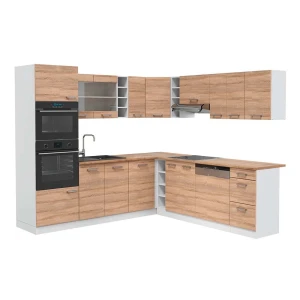 Cozinha de canto R-Line Sonoma/Branco 247 x 237 cm, AP Carvalho Vicco