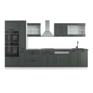 Kitchenette R-Line Casa de campo antracite/branca 350 cm com armário alto, AP antracite Vicco