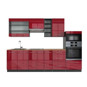Kitchenette Fame-Line Bordeaux alto brilho/antracite 280 cm , AP Carvalho Vicco