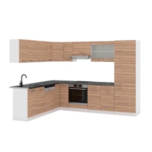 Sarokkonyha R-Line Sonoma/Fehér 287 x 227 cm, MP Antracit Vicco