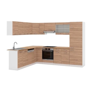 Eckküche R-Line Sonoma/Weiß 287 x 227 cm, AP Eiche Vicco