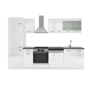 Aneks kuchenny R-Line Biały wysoki połysk/biały 300 cm , BP Antracyt Vicco