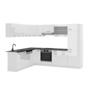 Cozinha de canto R-Line Branco alto brilho/Branco 287 x 227 cm, AP Antracite Vicco