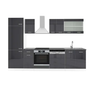 Kitchenette R-Line Antracite alto brilho/branco 300 cm , AP Antracite Vicco