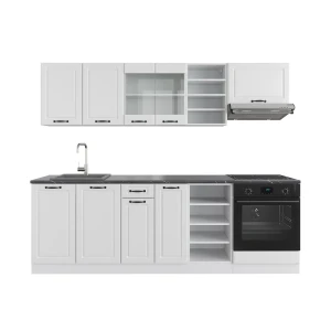 Konyhabútor R-Line Fehér vidéki ház/fehér 240 cm , MP Antracit Vicco