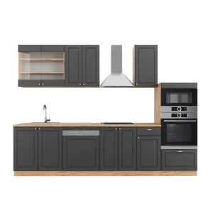 Konyhabútor Fame-Line Antracit Country House/Gold Kraft Oak 300 cm magas szekrénnyel, MP Tölgy Vicco