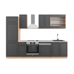 Konyhabútor Fame-Line Antracit Country House/Gold Kraft Oak 300 cm , MP Márvány Vicco