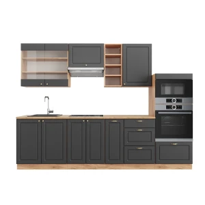 Küchenzeile Fame-Line Anthrazit Landhaus/Goldkraft Eiche 280 cm , AP Eiche Vicco