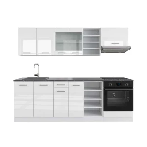 Kitchenette R-Line Branco alto brilho/branco 240 cm , AP Antracite Vicco