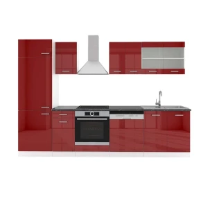 Aneks kuchenny R-Line Czerwony wysoki połysk/biały 300 cm , BP Antracyt Vicco