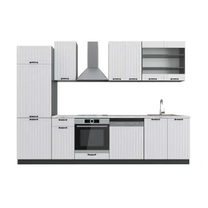 Kitchenette Fame-Line Casa de campo branca/antracite 300 cm , Mármore AP Vicco