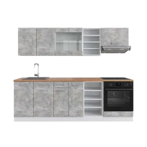 Kitchenette R-Line Concreto/Branco 240 cm , AP Carvalho Vicco