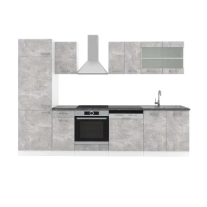 Kitchenette R-Line Concreto/Branco 300 cm , AP Antracite Vicco