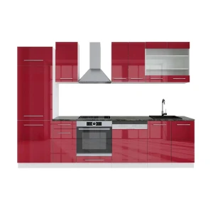 Kitchenette Fame-Line Bordeaux alto brilho/branco 300 cm , AP Antracite Vicco