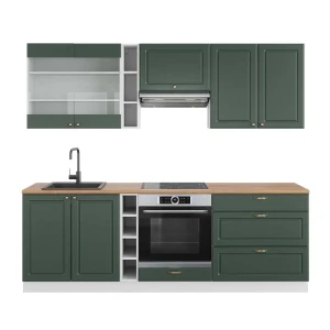 Kitchenette Fame-Line Casa de campo verde-dourada/branca 235 cm , AP Carvalho Vicco
