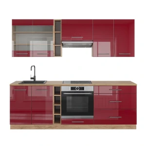 Szafka kuchenna Fame-Line Bordeaux wysoki połysk/złoty dąb 235 cm , BP Dąb Vicco