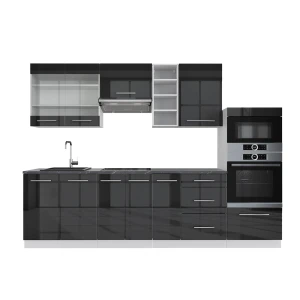 Konyhabútor Fame-Line Antracit magasfényű/fehér 280 cm , MP Antracit Vicco