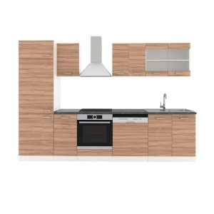 Konyhabútor R-Line Sonoma/Fehér 300 cm , MP Antracit Vicco