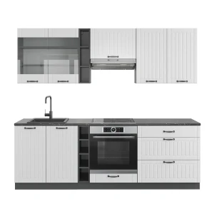 Kitchenette Fame-Line Casa de campo branca/antracite 235 cm , AP Antracite Vicco